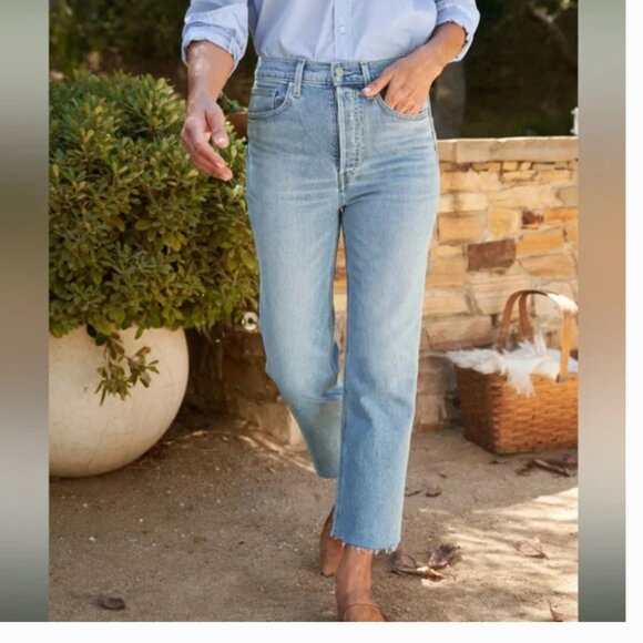 Frank & Eileen Monaghan High Rise Blue Mom Jeans Straight Leg Size 26 - Picture 1 of 16